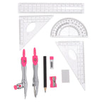 1Set Math Compass Set for and Students Protractor Ruler Kit School Supplies Portable Drafting Tools for Learning and
