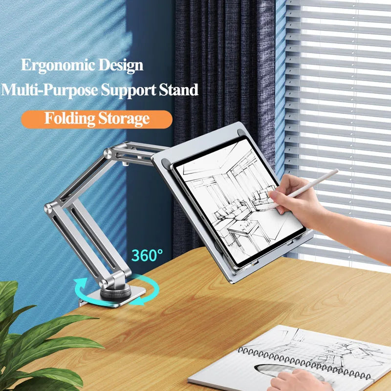 Oatsbasf Laptop Stand Clamp Tablet Hightening Support Holder Book Bracket Desktop Bed Lazy Stand 360°Rotating Hight Adjustable