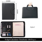 A4 Portable File Folder with Calculator Binder Organizer Manager Office Document Pad Briefcase PU Leather Padfolio Bag Customize