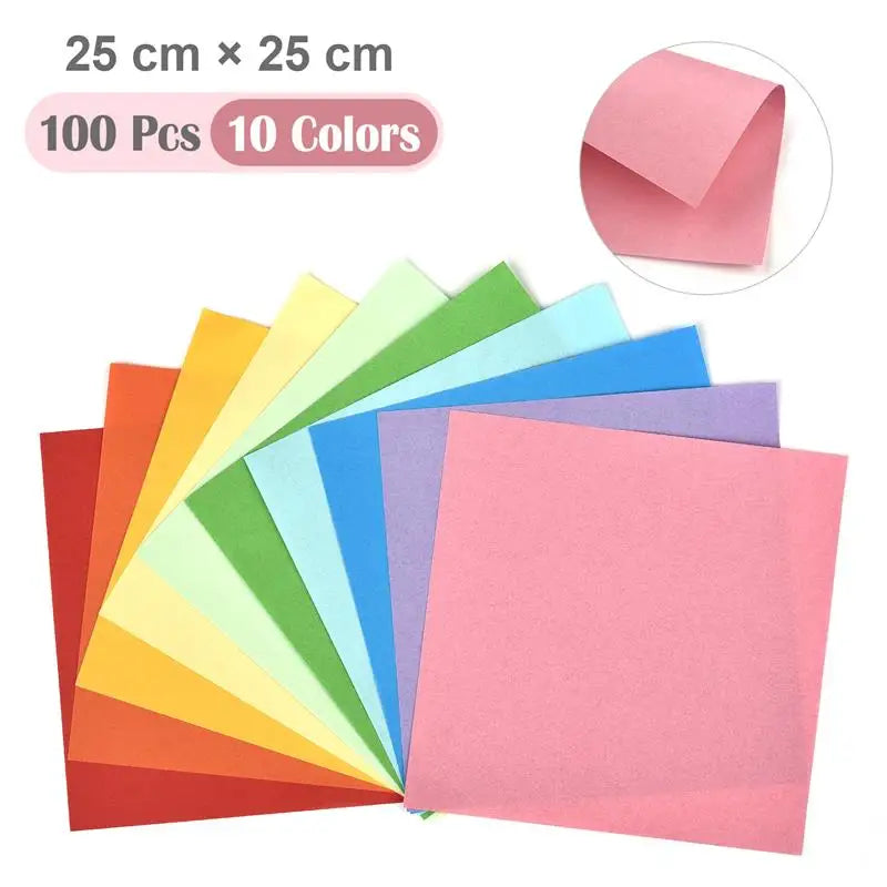 100Pcs Cardstock Paper Double Sided Folding Origami Paper Square Paper Crane Craft DIY Wish Paper Art Material Jewelry Tools ﻿