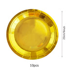 Gold Party Disposable Tableware Set Paper Plates Cups Napkins for Birthday Wedding Bachelorette Party Decoration Baby Shower