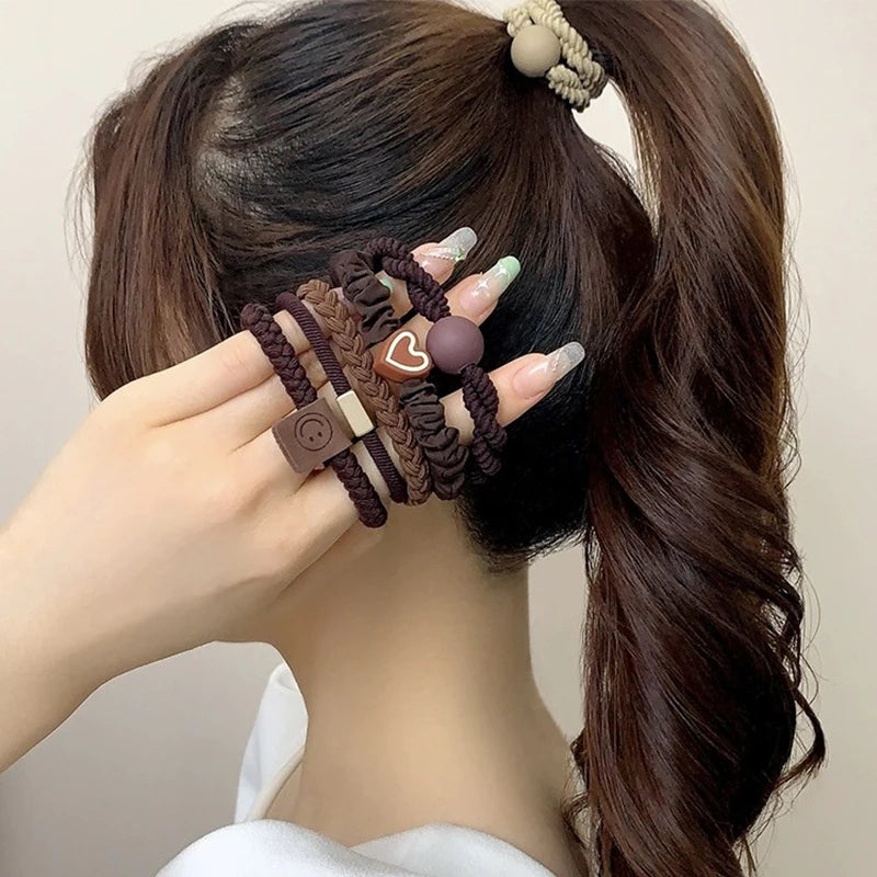 5pcs/20pcs Highly Elastic and Durable Rubber Band Simple High Ponytail Hair Rope Women's Hair Rope Hair Decoration Set
