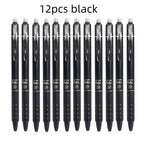 12pcs Press Type Erasable Gel Pens 0.5mm Black/Blue Ink Bullet Washable Handle Magic Refills Rod Super Capacity Ink Writing
