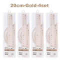 Deli 4Pcs Student Stationery Set Triangle Ruler Straight Ruler Grid Ruler Angle Measuring Tool Aluminum Alloy Material