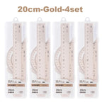 Deli 4Pcs Student Stationery Set Triangle Ruler Straight Ruler Grid Ruler Angle Measuring Tool Aluminum Alloy Material