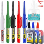 1-12 PCS 45mm Tip Waterproof Long Head Marker Pen Quick-Dry Ink for Woodworking Construction, Deep Hole White Black Red Blue