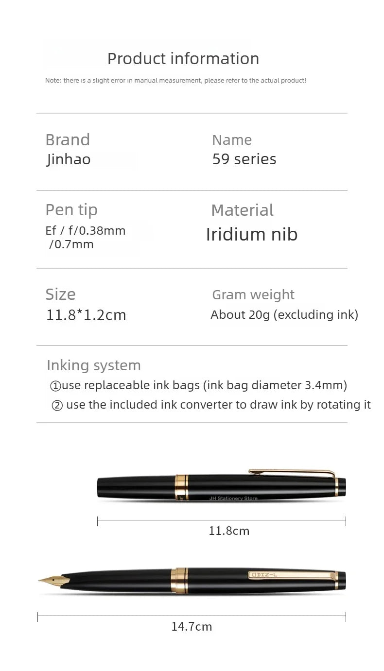 JINHAO 59 Fountain Pen EF F Hooded Nib Luxury Elegant Fountain Pens calligraphy Pens PK 80 School Office Supplies Stationery