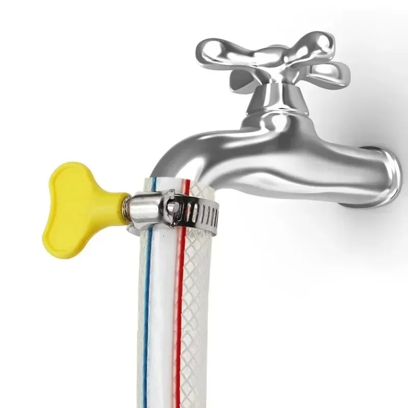 5 pcs 8-44mm Adjustable Yellow Plastic Handle Hand Twist Hose Clamps Worm Driving Stainless steel Pipe Clips For Tube