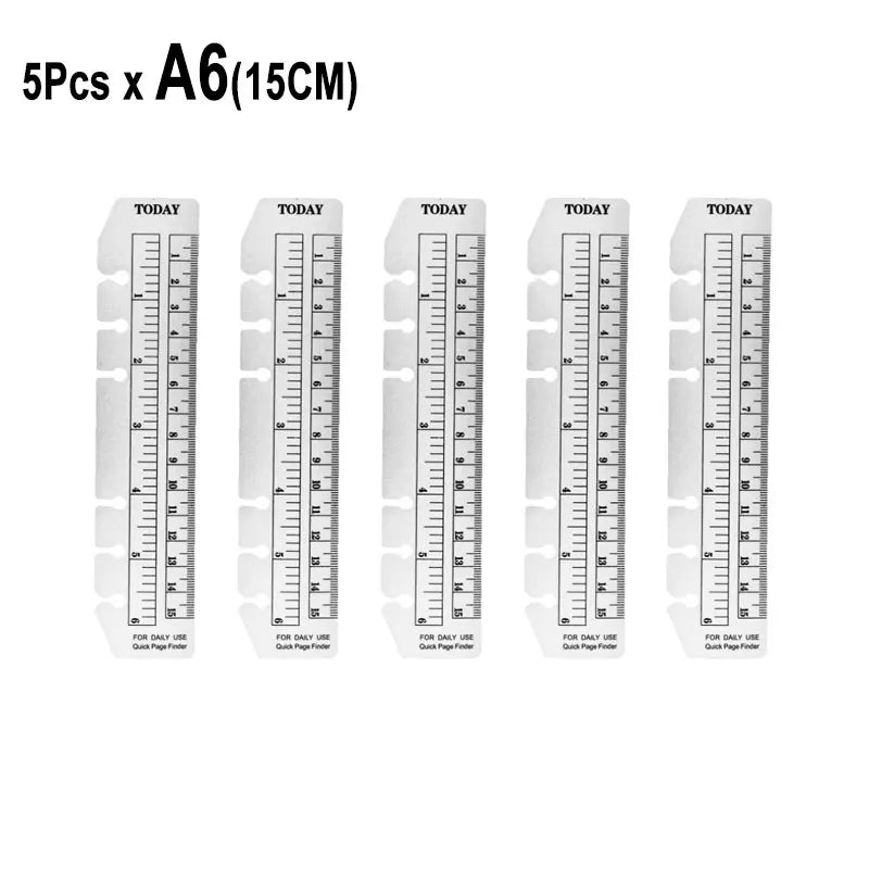 A5 A6 Transparent Black Frosted Bookmark Ruler For 6 Hole Loose Leaf Binder Notebook Planner Agenda Index Ruler Flexible Measure