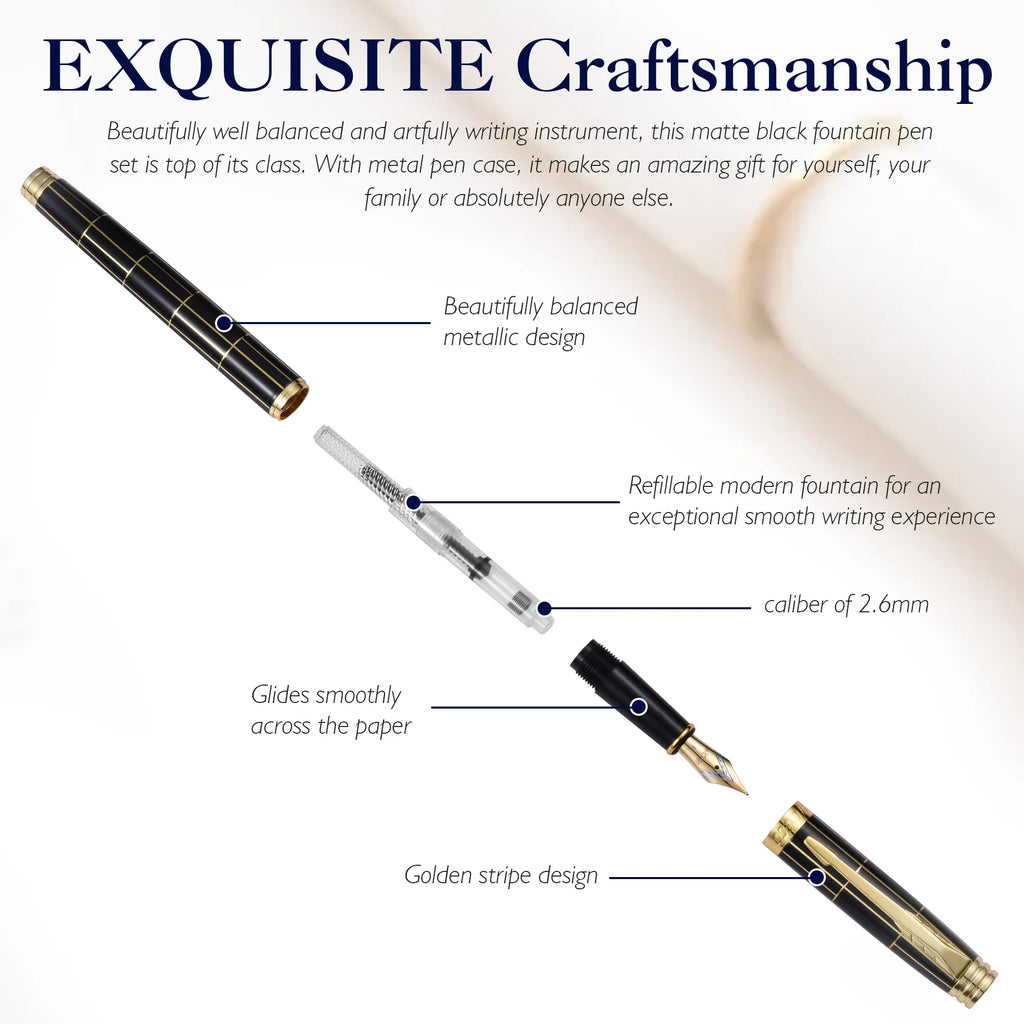 STONEGO Deluxe Metal Fountain Pen without Ink Refill Convertible Calligraphy Pen for Writing and Drawing