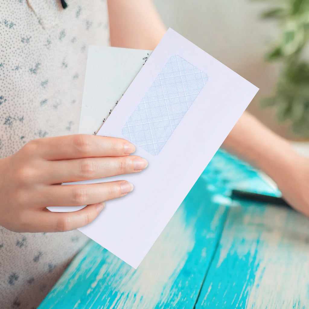 50Pcs White Self-Adhesive Security Envelopes Left Windowed for Letters Receipts Cash Documents Storage Mailing Stationery