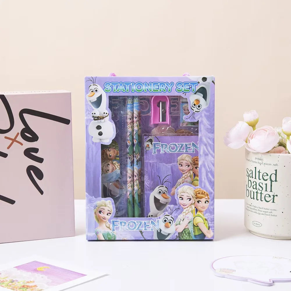 6PCS/Set Anime Cartoon Stationery Set School Gifts With Pencil Pen Sharpener Eraser Notebook Ruler