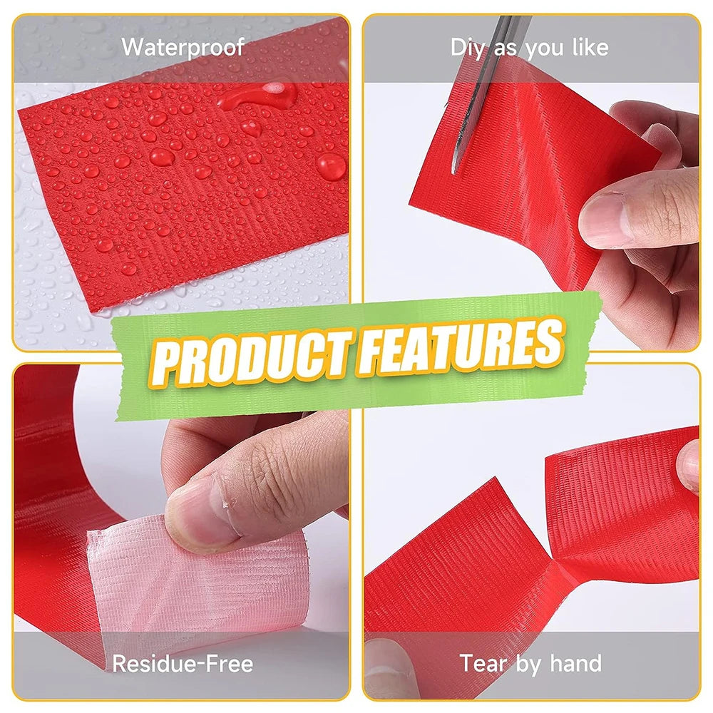 4.8cm*10m Colored Extra Strong Self-adhesive Tape Waterproof Heavy Duty No Residue Craft Duct Tape for DIY Art Packaging Coding