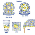 Lemon Birthday Decoration Sicilian Lemon Paper Plates Cups Napkins Tablecloth Banners Spiral Baptism Dolce Vita Party Supplies