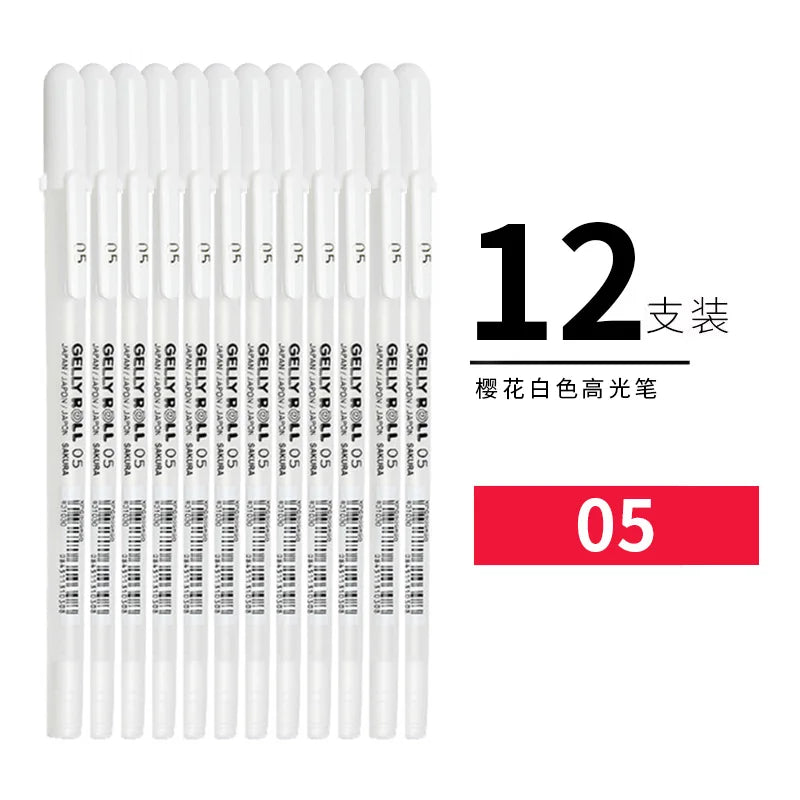 Sakura Gelly Roll Gel Pens 3/5PCS Classic Highlight Pen Gel Ink Pens Bright White Highlight Sketch Markers Color Highlighting