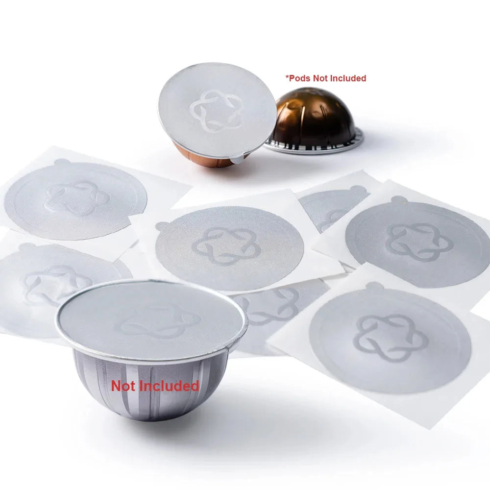 iCafilas Refillable Capsules Pods Lids Aluminum foils Stickers For Nespresso Vertuo Next Automatic Coffee Cafe Machine Maker