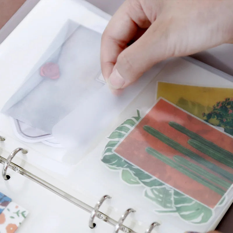 A5A6  5Pcs Binder Zipper Folders For 6-Ring Notebook Binder Transparent Loose Leaf Document Filing Bags