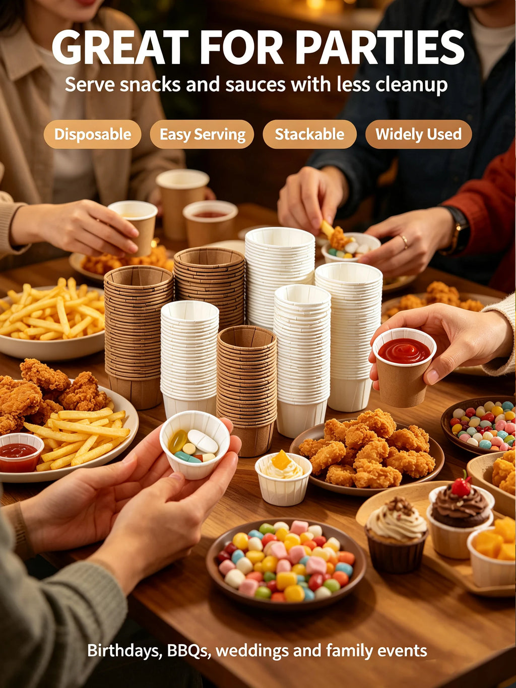 100pcs Disposable Paper Medicine Cups 1.63oz Mini Paper Cup for Medication Pills Distribution Food Tasting Cups Sauce Cups