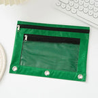Double Zipper Pen Bag 3 Rings Binders Pencil Case File Bag Pencil Box For Erasers Rulers Markers Storage