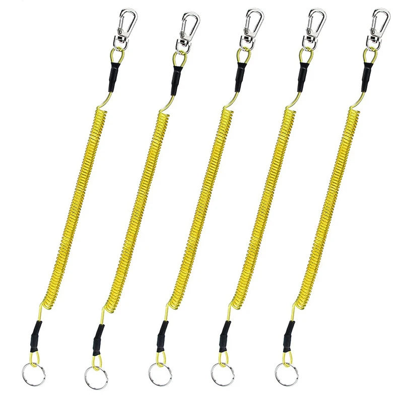 1.2m/2m/3m Max Stretch Plastic Spring Elastic Rope Fishing Lanyards With Carabiner Boating Ropes Anti-lost Phone Keychain Lock