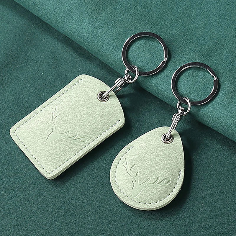 Access Card Case Leather Card Holder Keychain Key Ring Door Lock Access Tags ID Card Case Keychain Access Card Bag