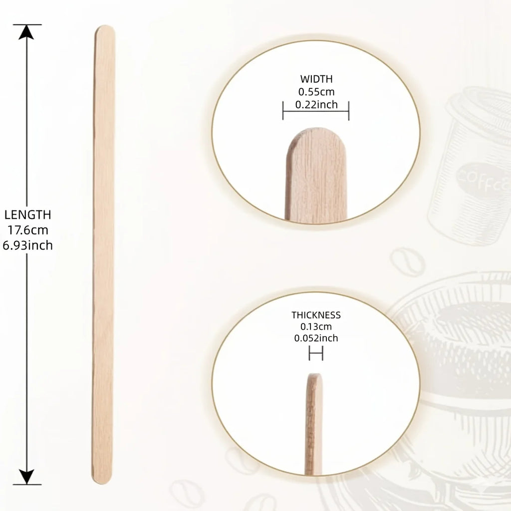 50pcs Wooden Coffee Stir Sticks - High-quality Disposable Beverage Stirrers, Suitable for Coffee, Tea, and Cocktails.