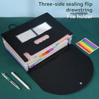 13/25/37 Grid Plastic Three Sided Sealed Hanging Rope Flip Organ Bag A4 Multi-Layer Folder Office File Storage PP File Bag