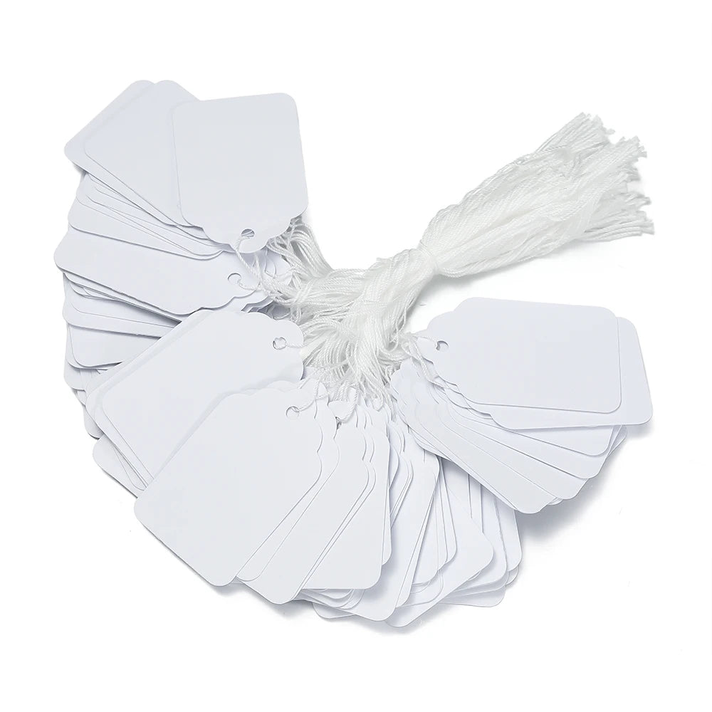100pcs/lot  Price Label Tags String Tie Watch Jewelry Display Merchandise Price Label Paper Cards Rectangular Blank Price Tag