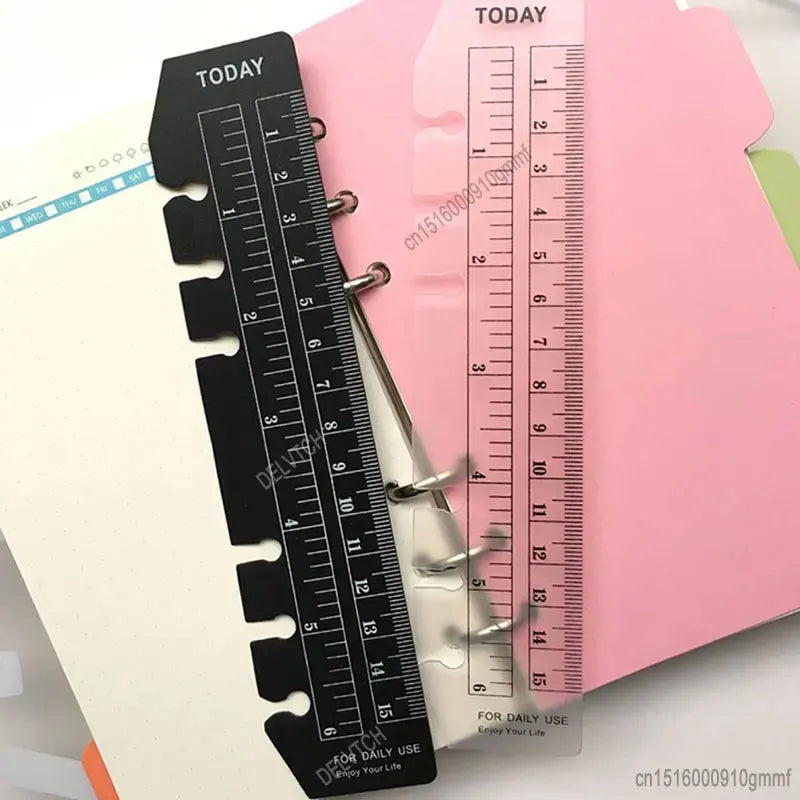 A5 A6 Transparent Black Frosted Bookmark Ruler For 6 Hole Loose Leaf Binder Notebook Planner Agenda Index Ruler Flexible Measure
