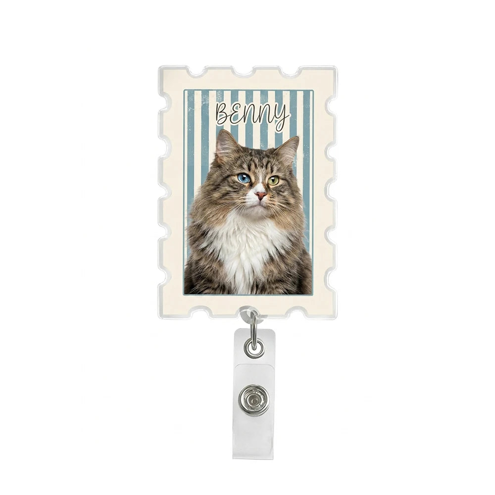 Personalized Custom Pet Picture Badge Reel,Upload Pet Photo & Name,Pet Lover Gift, Birthday, Healthcare Employees, Vet Tech