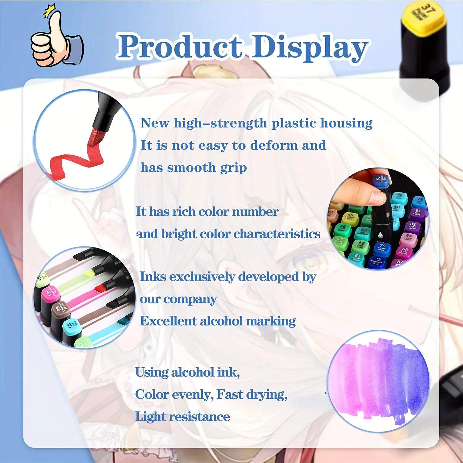 24-262 Colors Alcohol Drawing Markers Dual Tip Permanent Art Sketch Markers for Illustration School Supplied