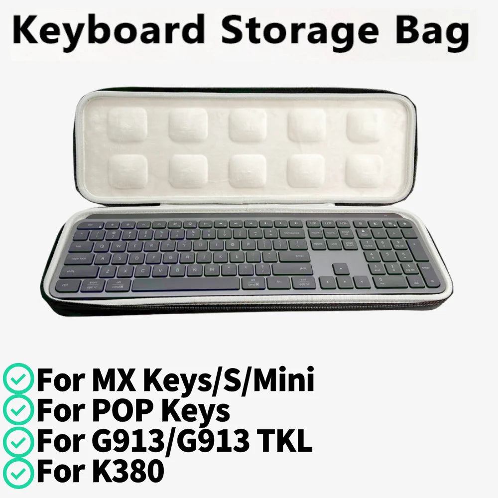 Carrying Case for MX Keys S Wireless Keyboard Storage Case Shockproof EVA Hard Case Illuminated Keyboard Storage Bag