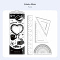 Cartoon Cat Ruler Set, Acrylic Geometry Tools, Student Stationery, Includes Triangle Ruler, Protractor, Straight Ruler, Cute