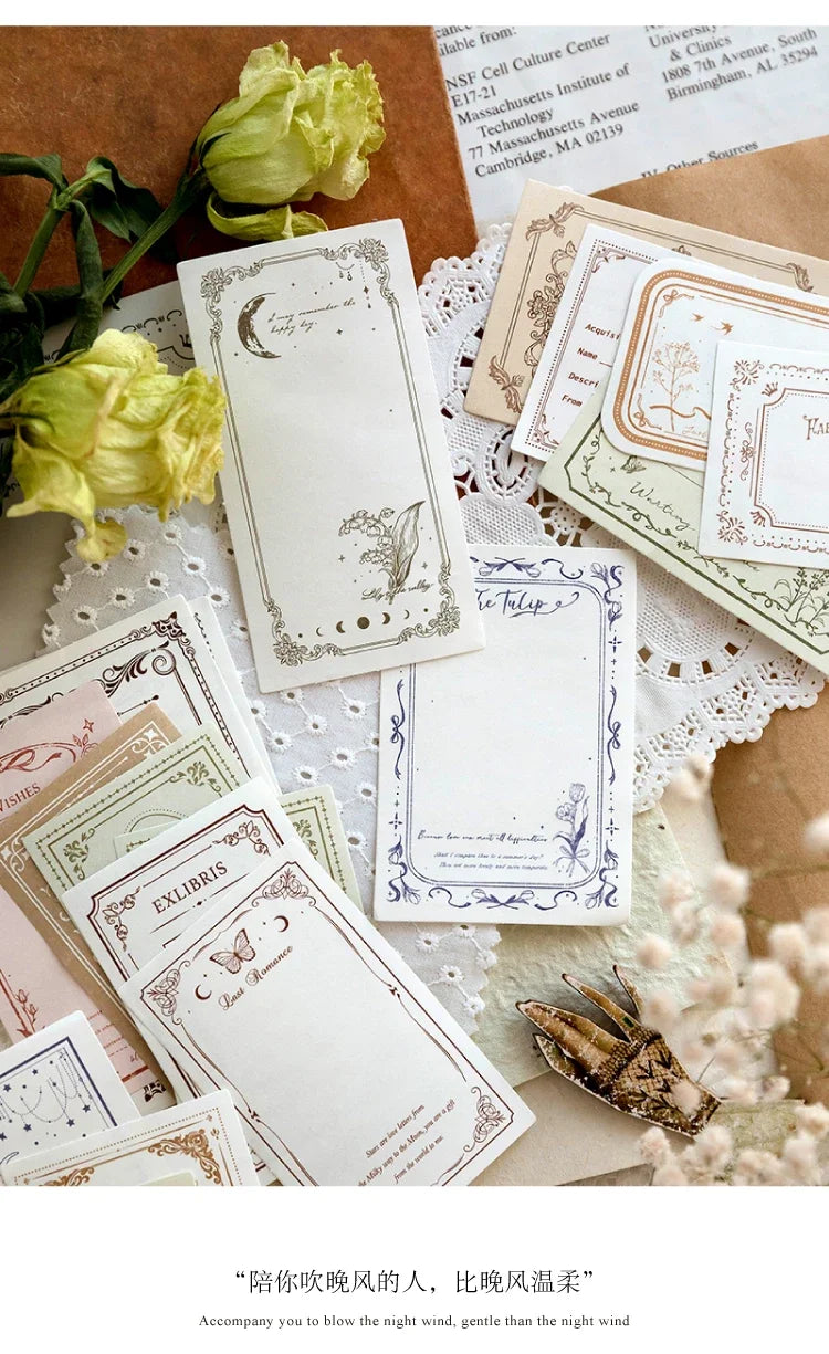 Journamm 100pcs/pack Creative Memo Pads Set DIY Scrapbooking School Supplies Collage Stationery Junk Journal Vintage Notes Paper