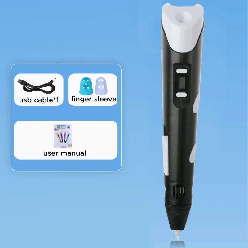 3D Pen With LCD Screen Compatible PLA Filament Toys 3D Drawing Printing Pen for Children DIY Christmas Birthday Gift