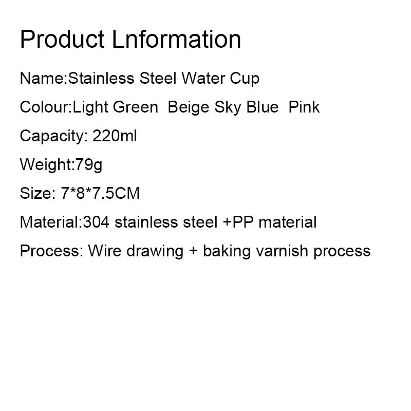 Simple Solid Color Stainless Steel Mug Wheat Straw Element Small Water Cup Children's Household Anti-scalding Drinking Water Cup