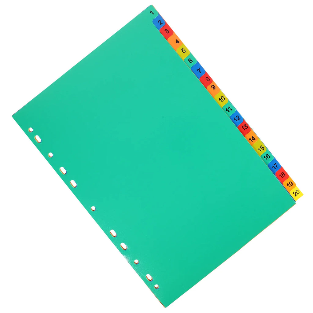 20Pcs Index Dividers Binder Tabs Plastic Dividers for Office Notebook Loose-Leaf Page Markers File Separators Document