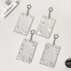 1PC Colorful Graffiti Love Glitter Card Sleeve Transparent Three-inch Mini Card Protector Key Chain Pendant Photo Holder