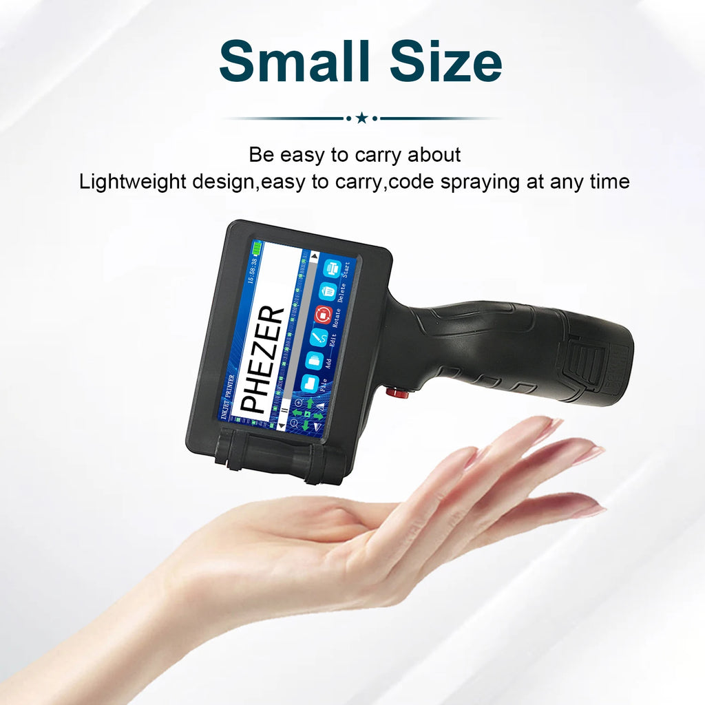 Phezer 12.7mm P17 Handheld Inkjet Printer Portable Label Printer Expiry Date Expiration Batch Code Logo QR Barcode 28 Languages