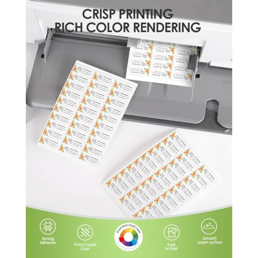 Shipping Label Return Address Mailing Sticker Paper 1 x 2-5/8 1200 Labels for Inkjet Printer Printing Printable Easy to Peel to