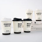 50pcs Thick Double-layer Coffee Paper Cup Disposable 90mm Caliber Hot Drink Leak Proof with Lid Shop Takeaway Paper Cups