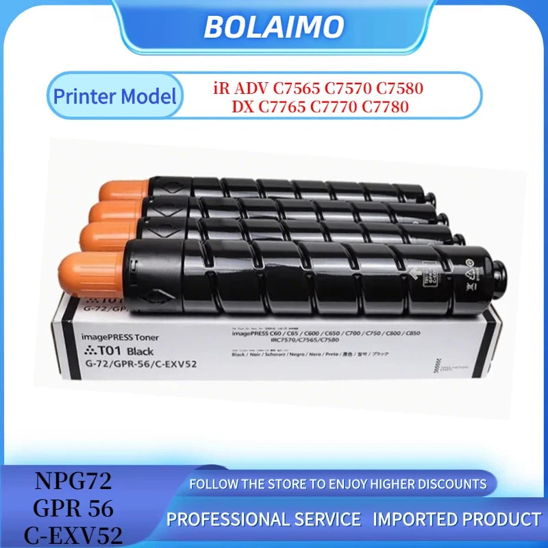 1PCS NPG72 GPR56 C-EXV52 Toner Cartridge For Canon IR ADV C7565 C7570 C7580 DX C7765 C7770 C7780 High Quality Compatible