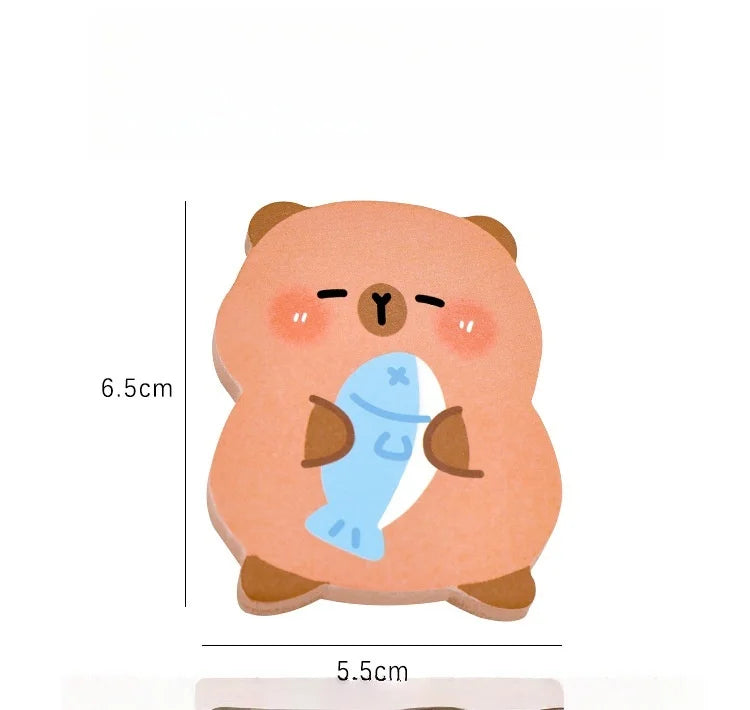 4 books 240 pages Capibala self-adhesive sticky notes for students, cute messages, white sticky notes, capybara office logs