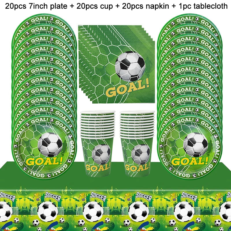 Soccer Party Disposable Tableware Paper Plates Cups Napkins Tablecloth Kids Boys Football Birthday Party Decoration Supplies