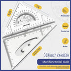 15-Piece Geometry Compass Set with Metal Compasses, Drawing Templates and Clear Rulers for School, Architecture and Woodworking
