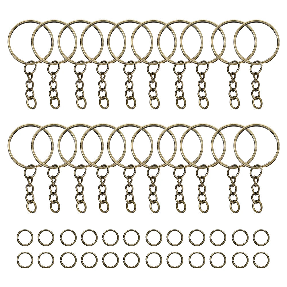 100Pcs 25mm Key Rings with 100pcs 8mm Jump Rings Connectors for DIY Keychain Lanyard Jewelry Making Supplies