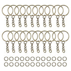 100Pcs 25mm Key Rings with 100pcs 8mm Jump Rings Connectors for DIY Keychain Lanyard Jewelry Making Supplies