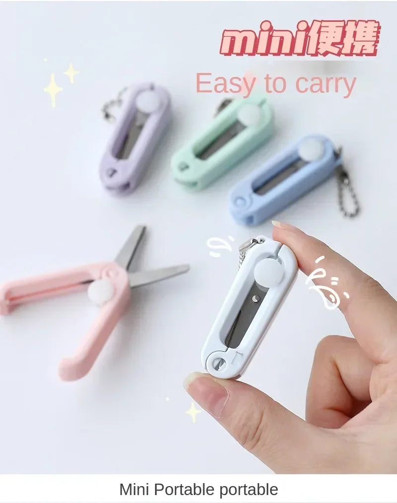 Creative Mini Portable Folding Scissors Morandi Simple Paper-Cutting Art Tool Stationary Scissors Office School Supplies.