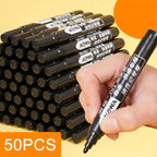 10/50pcs Black Waterproof Markers, Large Capacity Oil-Based Non-Fading Thick Tip Suitable for Logistics Multi-Purpose Use