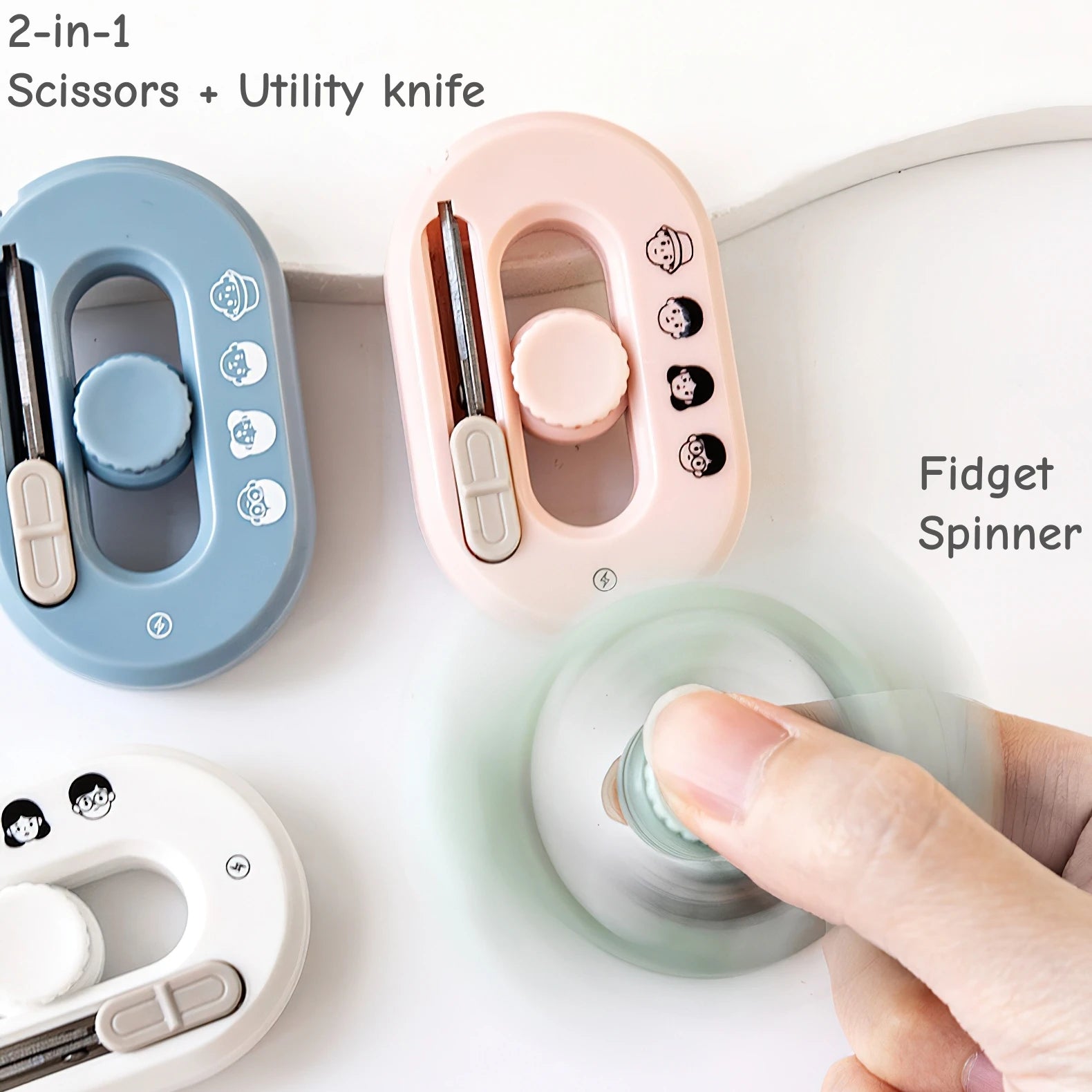 1pcs Funny Mini Fold Scissor Portable Size Fidget Spinner Safe Cutter Utility Knife Cutter for Paper Diary Office School A7894